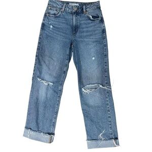Garage Distressed High-waisted straight-leg Jeans